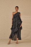 One shoulder maxi dress with ruffles