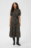 Μidi dress short puff sleeves, and thin belt at the waist for a flattering fit.