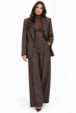 Brown Tweed Wide-Leg Pants