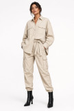 Oversized  πουκάμισο από μαλακό, suede-effect ύφασμα με βελούδινη αφή