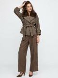 Cropped Tweed Jacket with Faux Fur Collar and Belt