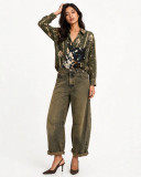 Oversized πουκάμισο  με Floral Ρίγα & Panther Print