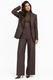 Καφέ Tweed σακάκι Blazer στολισμένο με λαμπερές λεπτομέρειες