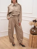 Oversized  πουκάμισο από μαλακό, suede-effect ύφασμα με βελούδινη αφή