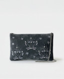 Βελούδινο τσαντάκι clutch  κεντημένο  με χάντρες