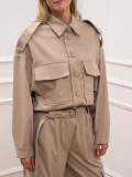 Oversized  πουκάμισο από μαλακό, suede-effect ύφασμα με βελούδινη αφή