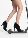 Stiletto Ankle Boot - Black Suede with Leather Toe Cap