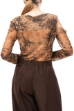 Ημιδιάφανο τοπ με floral print