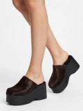 Platform Clog Mules - Brown Pony Skin