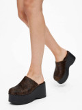 Platform Clog Mules - Brown Pony Skin