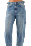 Barrel Jeans με πλαϊνές αγκράφες