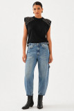 Barrel Jeans με πλαϊνές αγκράφες
