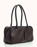 Brown leather bag with top handles
