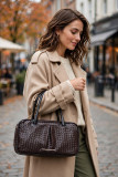 Brown leather bag with top handles
