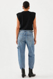 Barrel Jeans με πλαϊνές αγκράφες