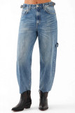 Barrel Jeans με πλαϊνές αγκράφες