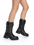 Black Multi-Zip Biker Boots