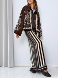 Satin Palazzo Pants with Stripes