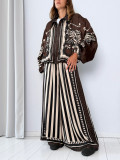 Satin Palazzo Pants with Stripes