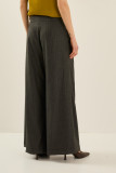 Draped Palazzo Wrap Pants with Leather Patch