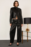 High-Waisted Wide-Leg Barrel Faux Leather Pants
